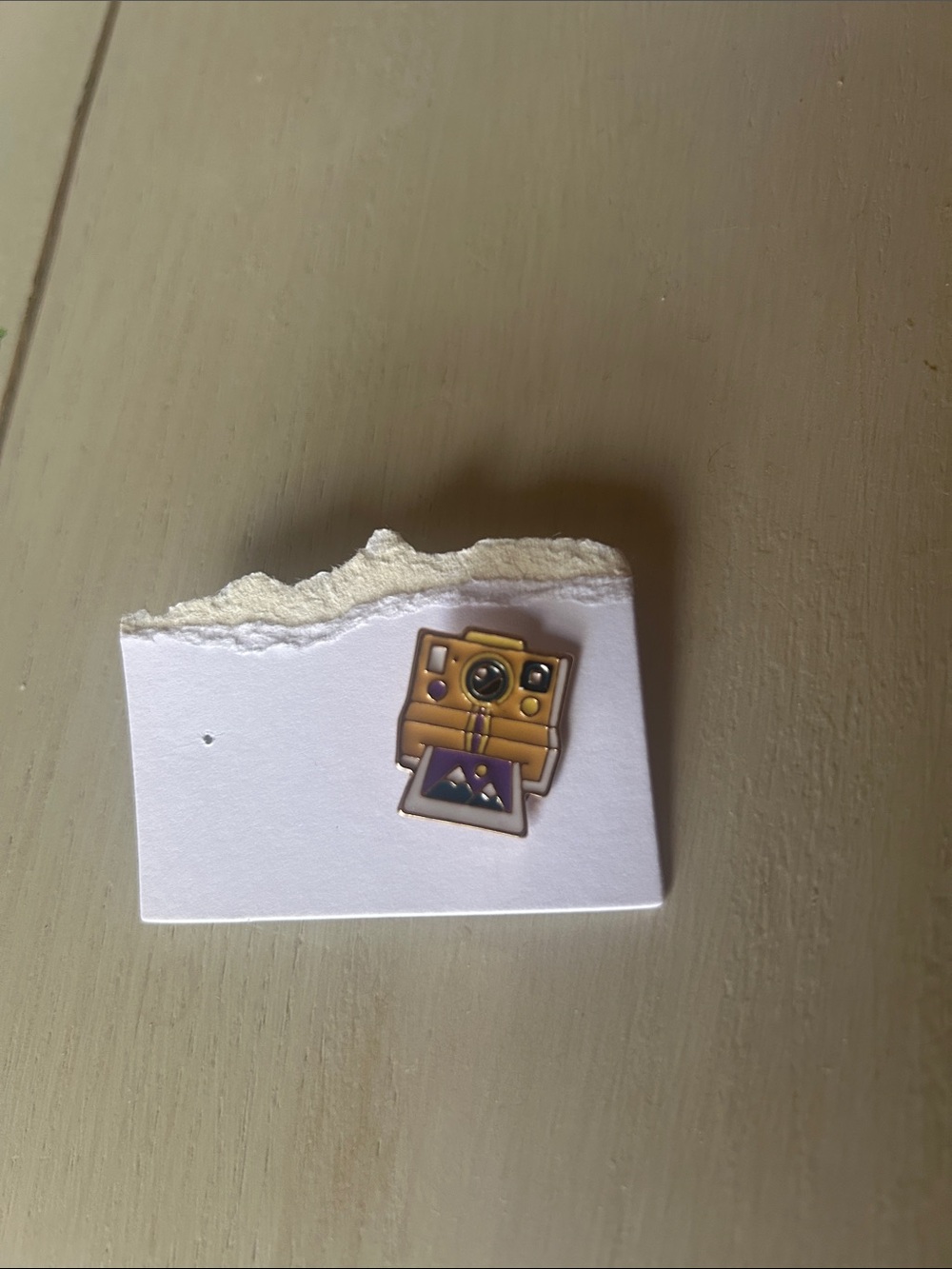 Gold Camera Enamel Pin with Purple Accent